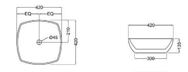 Bản vẽ kỹ thuật chậu dương bàn đá Ấn Độ màu trắng Jaquar ARS-WHT-39901