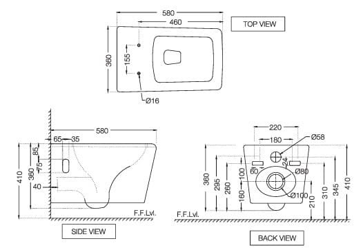 Bản vẽ kỹ thuật bồn cầu treo tường màu trắng Jaquar ARS-WHT-39951UFSM