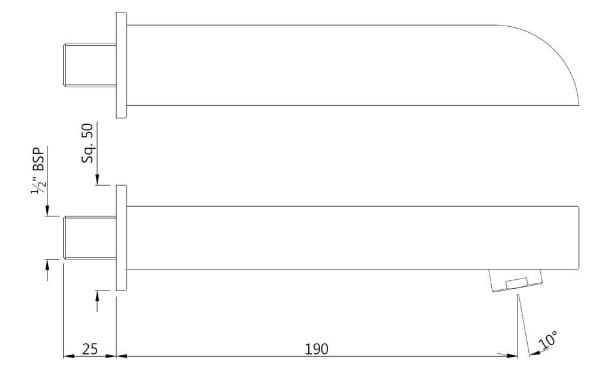 Bản vẽ kỹ thuật vòi xả bồn âm tường màu đồng cổ Ấn Độ Jaquar SPJ-GRF-85429