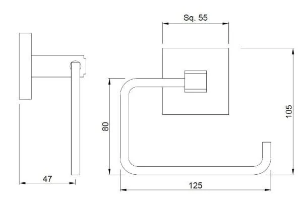 Bản vẽ kỹ thuật móc treo giấy vệ sinh màu chrome Ấn Độ Jaquar AKP-CHR-35751P