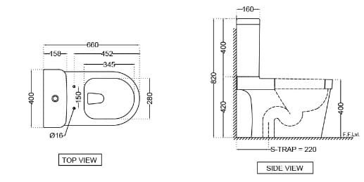 Bản vẽ kỹ thuật bồn cầu 2 khối nắp rơi êm Ấn Độ Jaquar OPS-WHT-15751S220UFSMZ