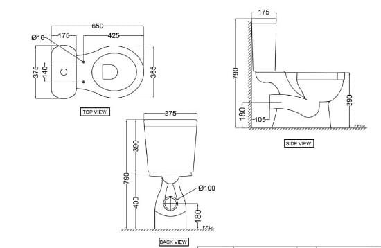 Bản vẽ kỹ thuật bồn cầu 2 khối nắp rơi êm Ấn Độ Jaquar SLS-WHT-6751S220PPZ