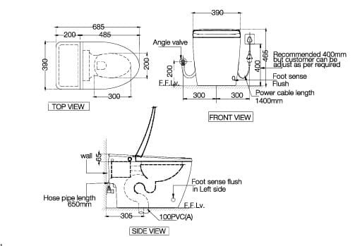 Bản vẽ kỹ thuật bồn cầu tự động không vành nắp điện tử Jaquar ITS-WHT-89853P180PPPMAT