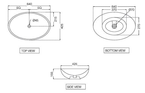 Bản vẽ kỹ thuật chậu dương bàn đá Ấn Độ màu trắng Jaquar JDS-WHT-25901