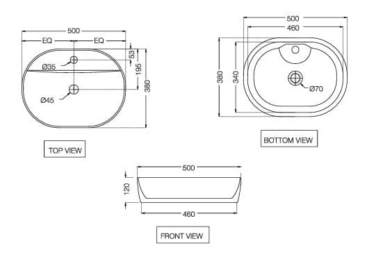 Bản vẽ kỹ thuật Chậu dương bàn đá Ấn Độ màu trắng Jaquar JDS-WHT-25937