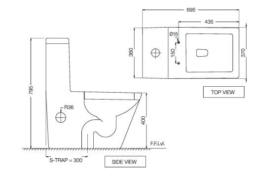Bản vẽ kỹ thuật bồn cầu 1 khối nắp êm Ấn Độ Jaquar KUS-WHT-35851S300UF