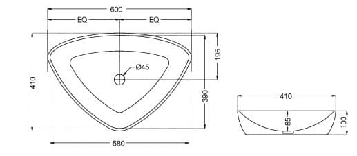 Bản vẽ kỹ thuật chậu dương bàn đá Ấn Độ màu trắng Jaquar LYS-WHT-38901N