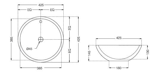 Bản vẽ kỹ thuật chậu dương bàn đá Ấn Độ màu trắng Jaquar ONS-WHT-10901