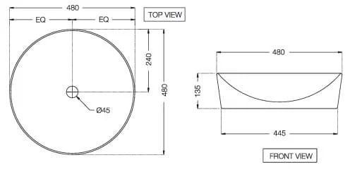 Bản vẽ kỹ thuật chậu dương bàn đá Ấn Độ màu trắng mờ Jaquar OPS-WHM-15901N