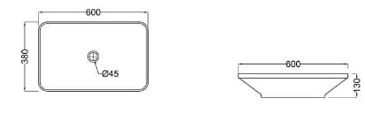 Bản vẽ kỹ thuật chậu rửa dương bàn đá Ấn Độ màu đen mờ Jaquar LAS-BLM-91905