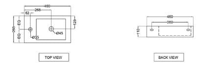 Bản vẽ kỹ thuật chậu rửa dương bàn đá Ấn Độ màu trắng Jaquar JDS-WHT-25801
