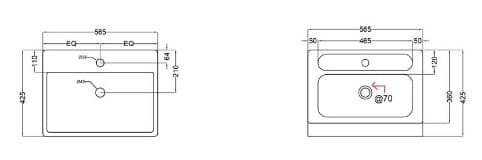 Bản vẽ kỹ thuật chậu rửa dương bàn đá Ấn Độ màu trắng Jaquar KUS-WHT-35935