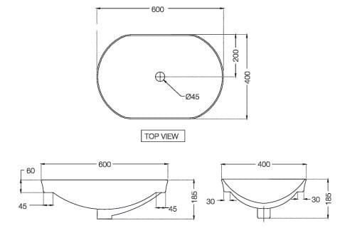 Bản vẽ kỹ thuật chậu rửa dương bàn đá Ấn Độ màu trắng Jaquar SLS-WHT-6601