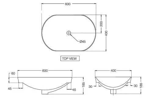 Bản vẽ kỹ thuật chậu rửa dương bàn đá Ấn Độ màu trắng Jaquar SLS-WHT-6601