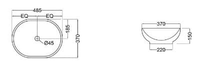 Bản vẽ kỹ thuật chậu rửa dương bàn đá Ấn Độ màu trắng Jaquar SLS-WHT-6901