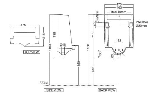 Tiểu nam treo tường màu trắng mờ Jaquar URS-GRM-13259