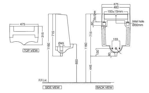 Tiểu nam treo tường màu trắng mờ Jaquar URS-GRM-13259