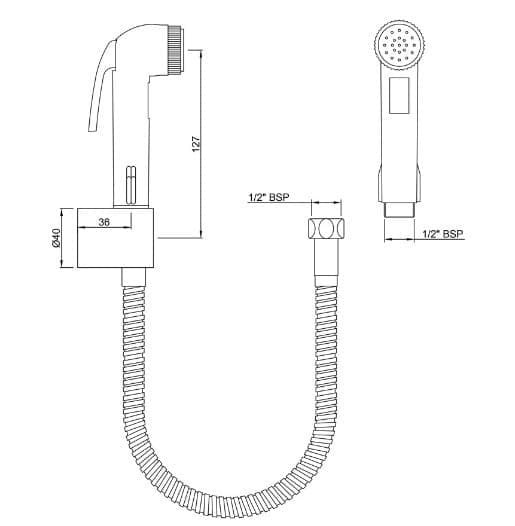 Vòi xịt inox dây mềm màu chrome Ấn Độ Jaquar ALD-CHR-587