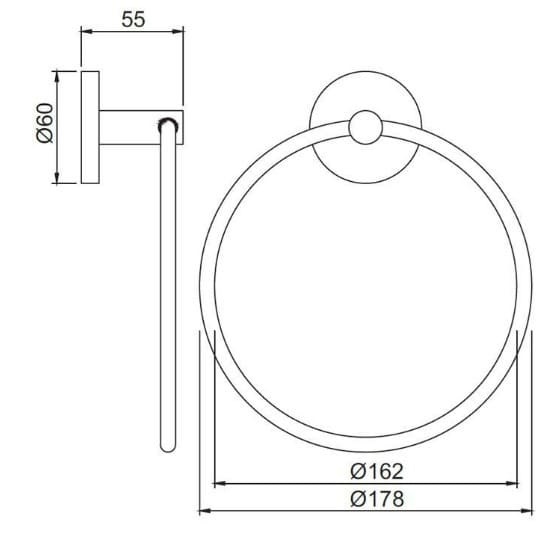 Bản vẽ kỹ thuật vòng treo khăn mạ đồng cổ Ấn Độ Jauqar ACN-ACR-1121BN