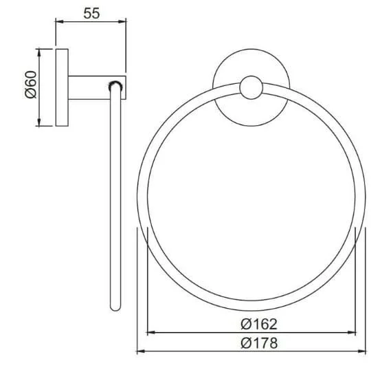 Bản vẽ kỹ thuật vòng treo khăn mạ đồng đỏ Ấn Độ Jauqar ACN-BGP-1121BN