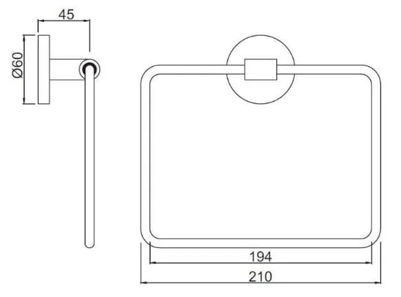 Bản vẽ kỹ thuật vòng treo khăn mạ chrome Ấn Độ Jauqar ACN-CHR-1121N
