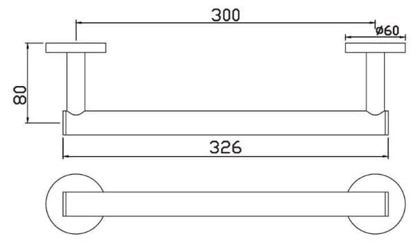 Bản vẽ kỹ thuật thanh vắt khăn đơn mạ mờ sáng Ấn Độ Jauqar ACN-GMP-1101S