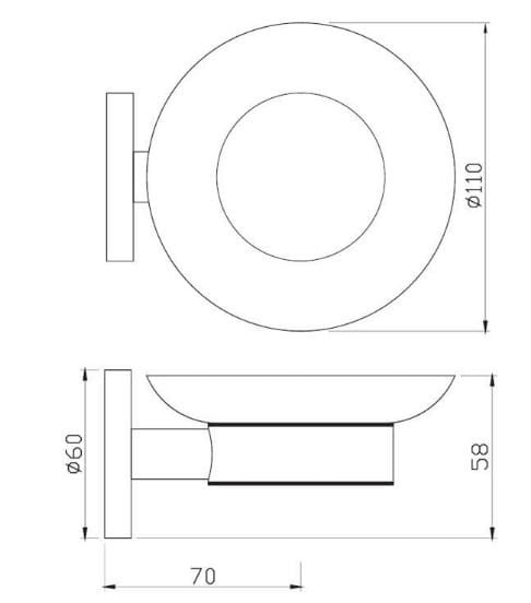 Bản vẽ kỹ thuật kệ đựng xà phòng mạ đồng đỏ Jaquar ACN-BGP-1131N