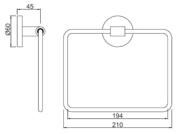 Bản vẽ kỹ thuật vòng treo khăn mạ vàng mờ Ấn Độ Jauqar ACN-GMP-1121N