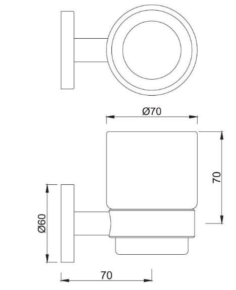 Bản vẽ kỹ thuật kệ để cốc mạ đồng cổ Jaquar ACN-ABR-1141N