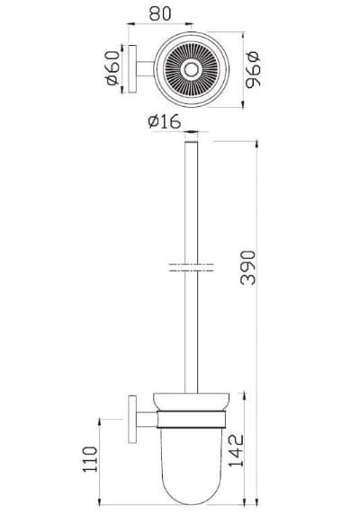 Giá đỡ và chổi cọ bồn vệ sinh mạ đồng cổ Jaquar ACN-ABR-1143N