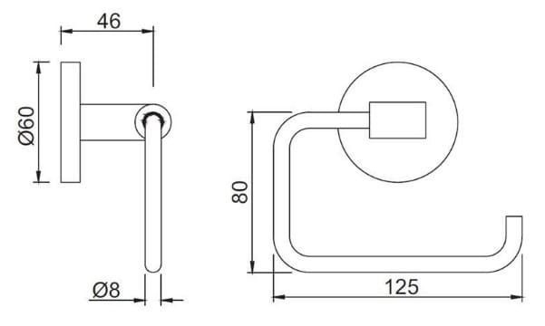 Bản vẽ kỹ thuật móc treo giấy vệ sinh màu đen mờ Ấn Độ Jaquar ACN-BLM-1151N