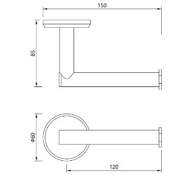 Bản vẽ kỹ thuật móc treo giấy vệ sinh mạ chrome Ấn Độ Jaquar CPA-CHR-1155