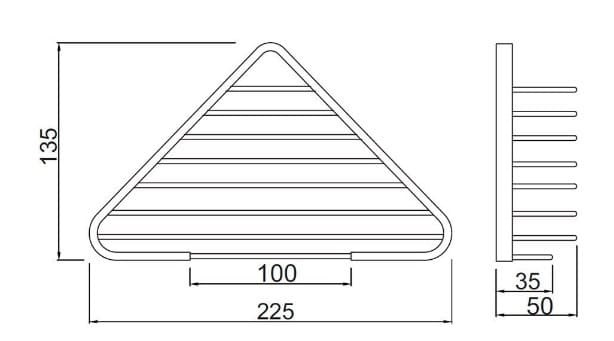 Bản vẽ kỹ thuật kệ góc để đồ mạ chrome Ấn Độ Jaquar ACN-CHR-1175N