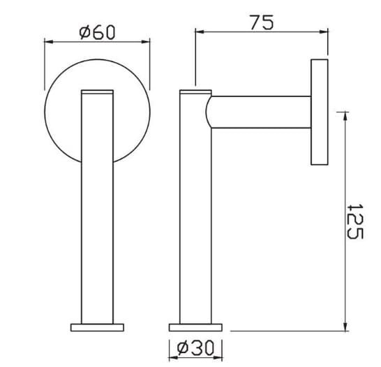 Bản vẽ kỹ thuật móc treo giấy vệ sinh mạ than chì Ấn Độ Jaquar ACN-GRF-1155S