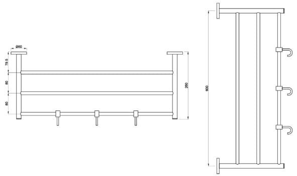 Bản vẽ kỹ thuật vắt khăn giàn mạ chrome Ấn Độ Jauqar ACN-CHR-1181FHS