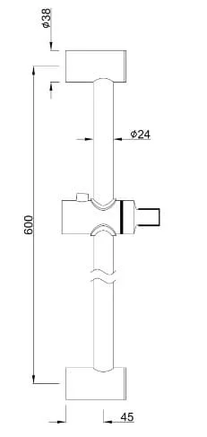 Bản vẽ kỹ thuật thanh trượt sen tắm thép không gỉ Jaquar SHA-SSF-1199N