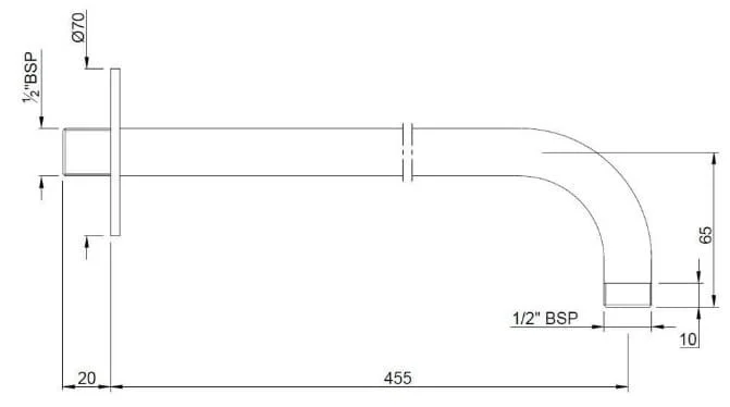 Bản vẽ kỹ thuật thanh nối bát sen âm tường mạ đồng cổ Jaquar SHA-ACR-479L300S