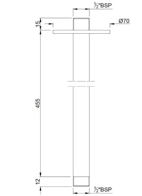 Bản vẽ kỹ thuật  thanh nối bát sen gắn trần mạ than chì Jaquar SHA-GRF-475L450