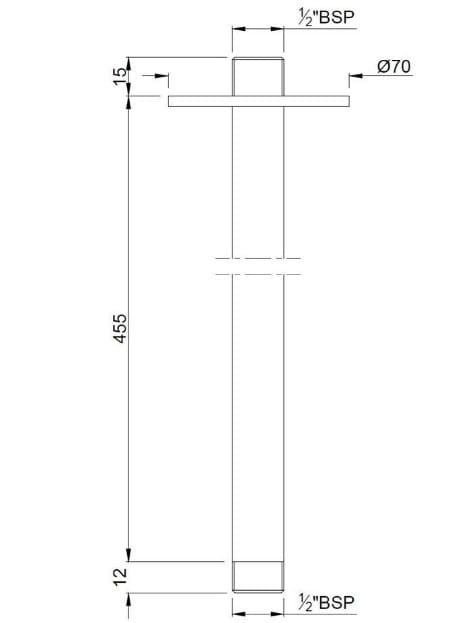 Bản vẽ kỹ thuật thanh nối bát sen gắn trần Jaquar SHA-SSF-475L450