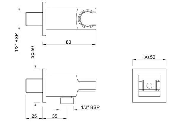 Bản vẽ kỹ thuật gác sen tắm thép thép không gỉ Jaquar SHA-SSF-566S