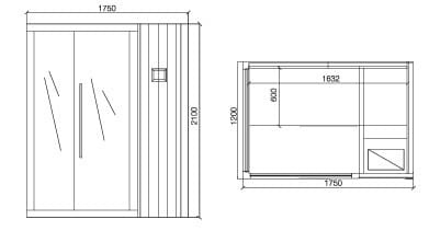 Bản vẽ kỹ thuật phòng xông hơi khô dòng Kubix Jaquar JSA-NAW-T16120