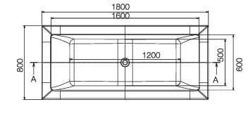 Bản vẽ kỹ thuật bồn tắm xây 1.8m màu trắng Jaquar JBT-WHT-FONT180X