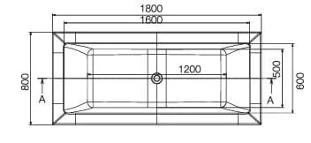 Bản vẽ kỹ thuật bồn tắm xây 1.8m màu trắng Jaquar JBT-WHT-FONT180X