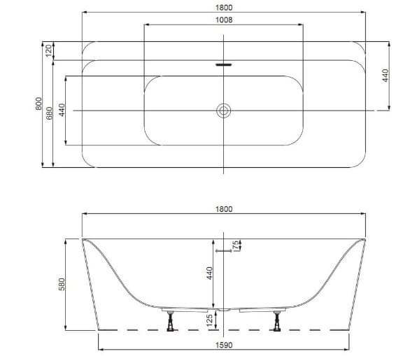 Bản vẽ kỹ thuật bồn tắm đặt sàn Laguba màu trắng Jaquar JBT-WHT-FSBTLG6001
