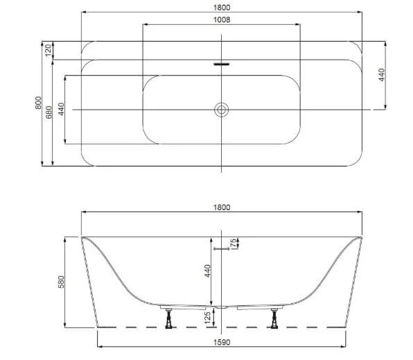 Bản vẽ kỹ thuật bồn tắm đặt sàn Laguba màu trắng Jaquar JBT-WHT-FSBTLG6001