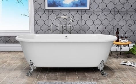 Bồn tắm đặt sàn có chân nút nhấn mạ vàng Jaquar JBT-WHT-FSBTMAD1778GV