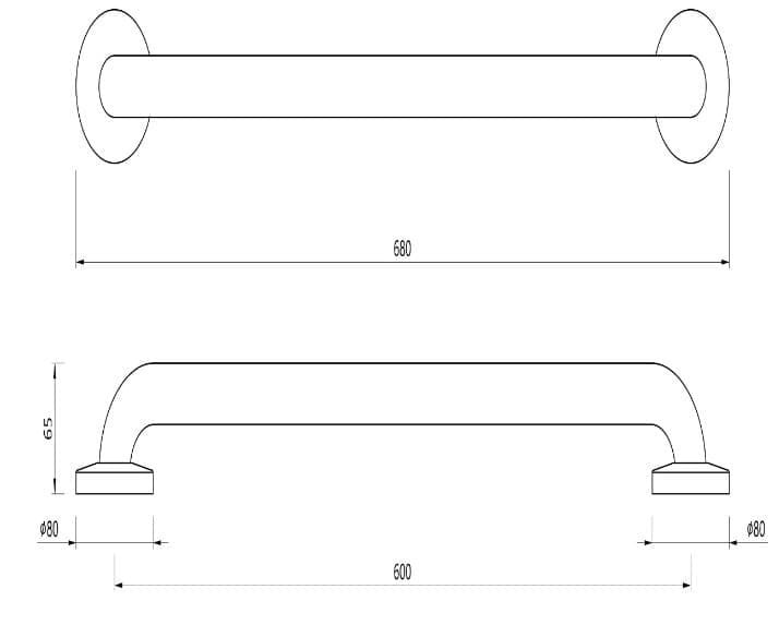 Bản vẽ kỹ thuật thanh vịn màu đen mờ Jaquar WAC-BLM-BR0600N