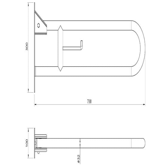 Bản vẽ kỹ thuật thanh vịn mạ trắng Jaquar WAC-WHT-BG0800N