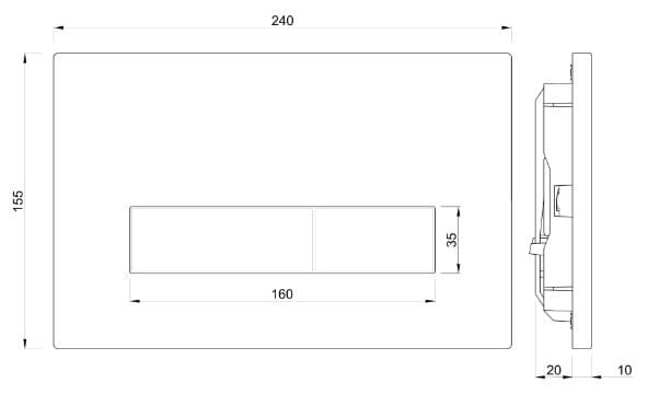 Bản vẽ kỹ thuật mặt nạ nhấn xả Kubix mạ đen mờ Jaquar JCP-BLM-352415V