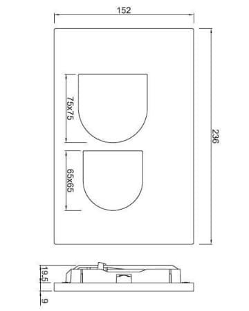 Bản vẽ kỹ thuật mặt nạ nhấn xả D’arc mạ đen mờ Jaquar JCP-BLM-372415